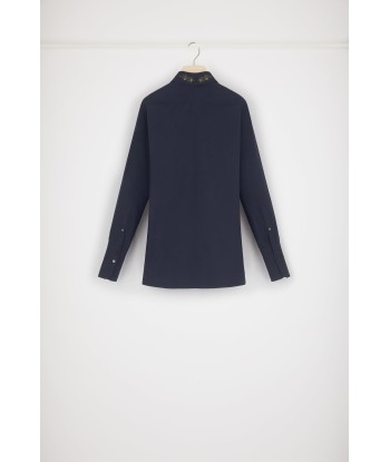 Signature organic cotton shirt with embroidered collar Dans la société mordern