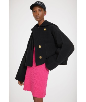 Cropped coat in double-faced wool de technologie