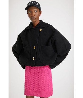 Cropped coat in double-faced wool de technologie