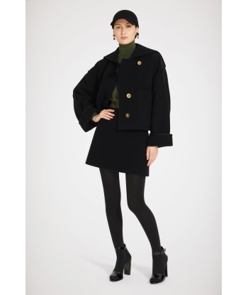 Cropped coat in double-faced wool de technologie