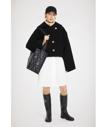 Cropped coat in double-faced wool de technologie