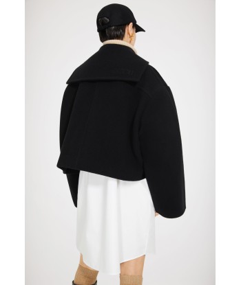 Cropped coat in double-faced wool de technologie