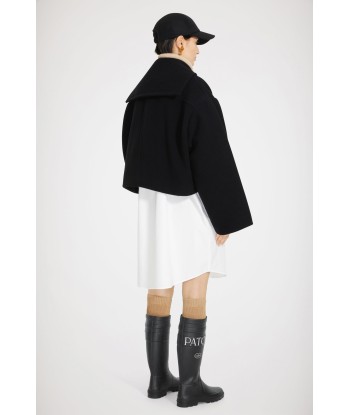 Cropped coat in double-faced wool de technologie