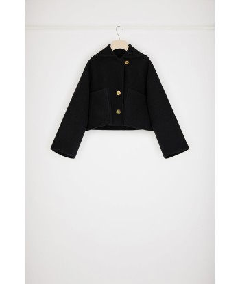 Cropped coat in double-faced wool de technologie