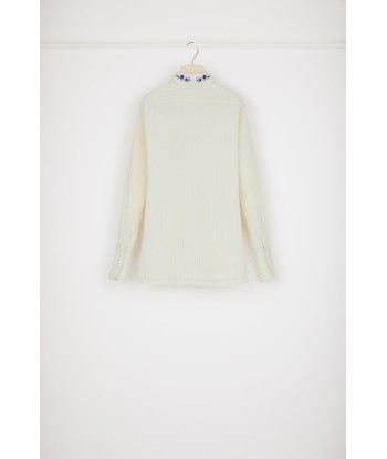 Signature organic cotton shirt with embroidered collar pas cheres