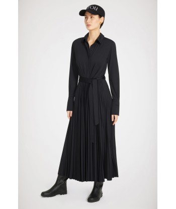 Pleated maxi dress in recycled polyester soldes