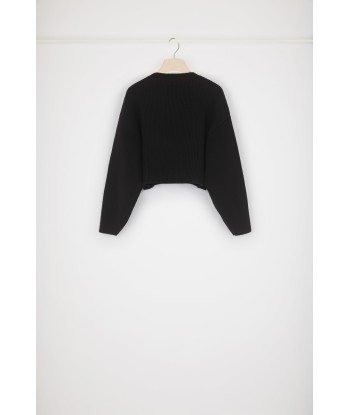 Cropped rib knit jumper in Merino wool offre 