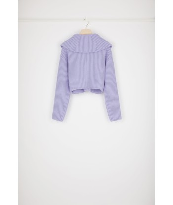 Zip-up collar rib knit jumper in Merino wool commande en ligne