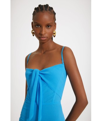 Knot-front slip dress in organic cotton en stock