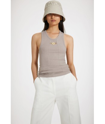 Medallion-embellished tank top in organic cotton Paris Déstockage Promo