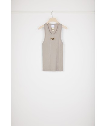 Medallion-embellished tank top in organic cotton Paris Déstockage Promo