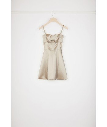 Cut-out dress in organic cotton-blend satin Livraison rapide