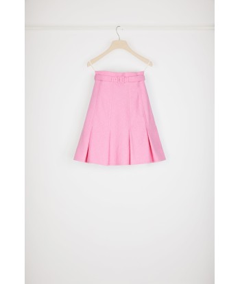 High-waisted pleated skirt in cotton-blend tweed Voir les baskets