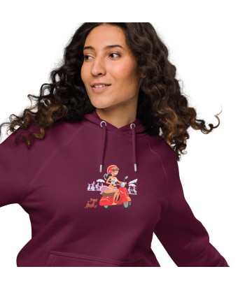 Sweat à capuche écologique Raglan unisexe Vespa Girl in St Tropez livraison gratuite