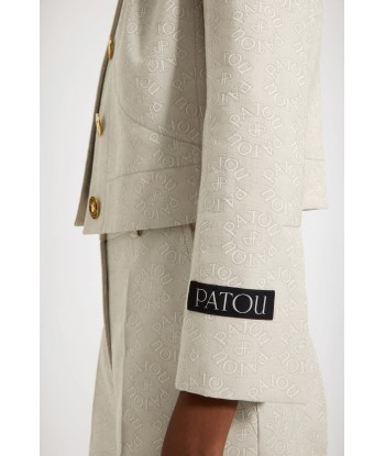 Short tailored jacket in organic cotton jacquard basket pas cher