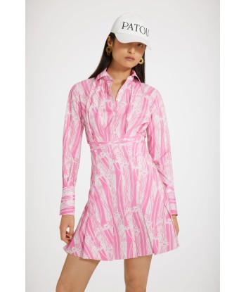 Pleated shirt dress in printed organic cotton Véritable concentré