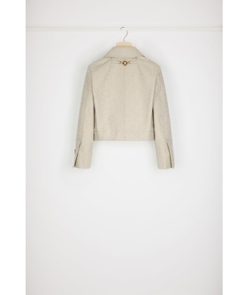 Short tailored jacket in organic cotton jacquard basket pas cher