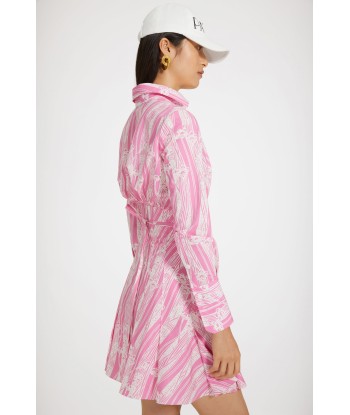 Pleated shirt dress in printed organic cotton Véritable concentré