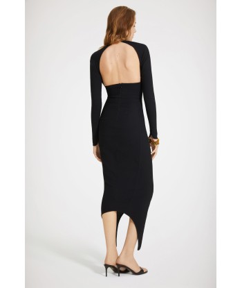 Open-back dress in organic stretch seersucker shop