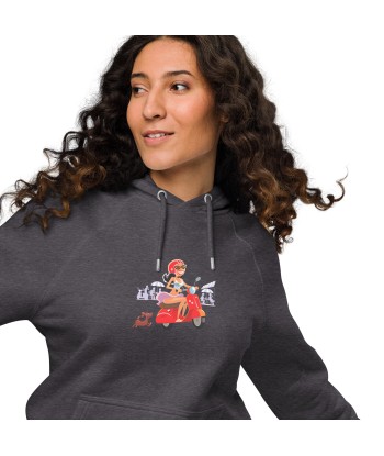 Sweat à capuche écologique Raglan unisexe Vespa Girl in St Tropez livraison gratuite