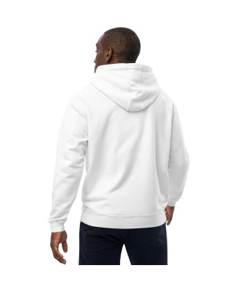 Sweat à capuche premium écologique Make Bouillabaisse Not War petit motif texte imprimé sur la face le des métaux précieux