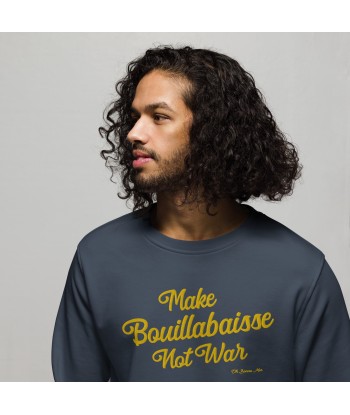 Sweat écologique unisexe Make Bouillabaisse Not War grand motif doré brodé En savoir plus