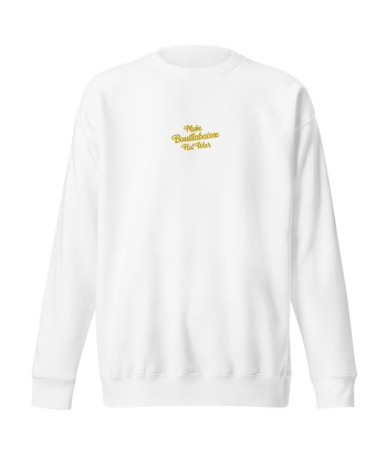 Sweatshirt premium unisexe Make Bouillabaisse Not War petit motif brodé l'achat 