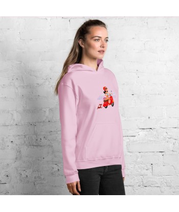 Sweat à capuche d'hiver unisexe Vespa Girl in St Tropez sur couleur claires Véritable concentré