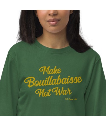 Sweat écologique unisexe Make Bouillabaisse Not War grand motif doré brodé En savoir plus