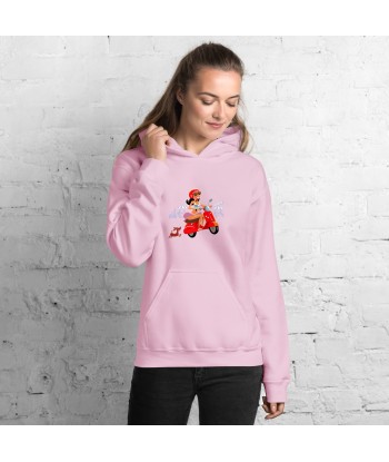 Sweat à capuche d'hiver unisexe Vespa Girl in St Tropez sur couleur claires Véritable concentré