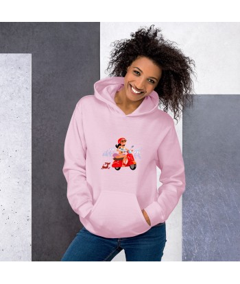 Sweat à capuche d'hiver unisexe Vespa Girl in St Tropez sur couleur claires Véritable concentré