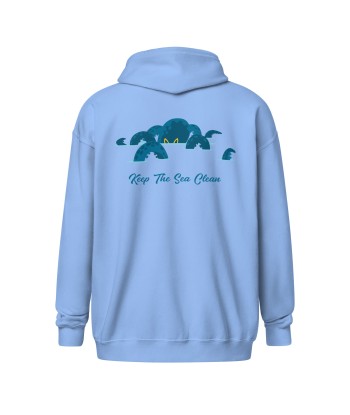 Sweat à capuche épais unisexe à fermeture éclair Octopus Blue (face & dos) de votre