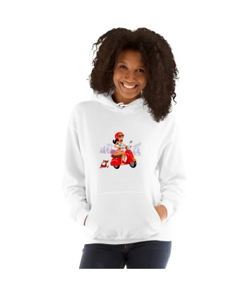 Sweat à capuche d'hiver unisexe Vespa Girl in St Tropez sur couleur claires Véritable concentré