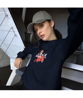 Sweat Unisexe à Col Rond Vespa Girl in St Tropez sur couleurs foncées shop