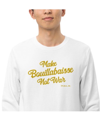 Sweat écologique unisexe Make Bouillabaisse Not War grand motif doré brodé En savoir plus