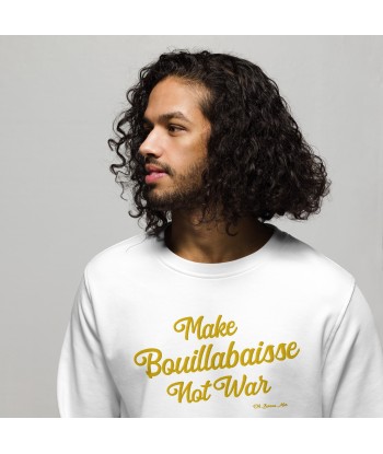 Sweat écologique unisexe Make Bouillabaisse Not War grand motif doré brodé En savoir plus