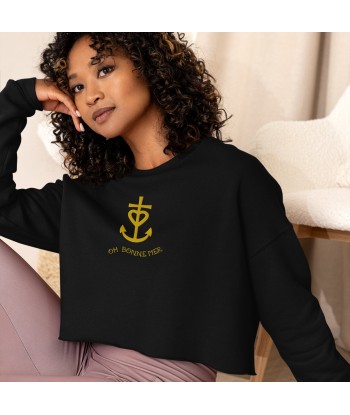 Sweat-Shirt Crop-Top Croix de Camargue dorée avec texte Oh Bonne mer grand motif brodé suggérées chez