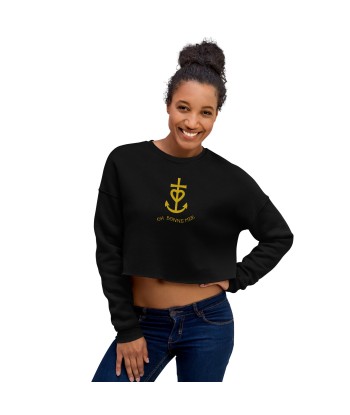 Sweat-Shirt Crop-Top Croix de Camargue dorée avec texte Oh Bonne mer grand motif brodé suggérées chez