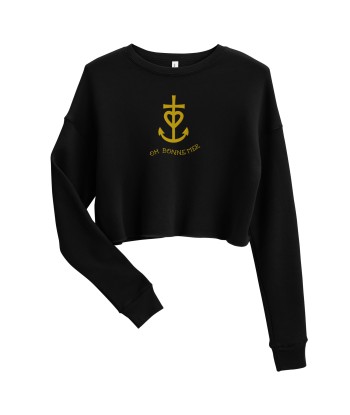 Sweat-Shirt Crop-Top Croix de Camargue dorée avec texte Oh Bonne mer grand motif brodé suggérées chez