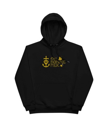 Sweat à capuche premium écologique Oh Bonne Mer 2 grand motif brodé sur la face brillant des détails fins