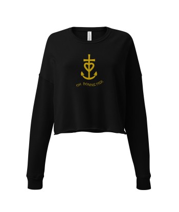 Sweat-Shirt Crop-Top Croix de Camargue dorée avec texte Oh Bonne mer grand motif brodé suggérées chez