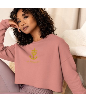 Sweat-Shirt Crop-Top Croix de Camargue dorée avec texte Oh Bonne mer grand motif brodé suggérées chez