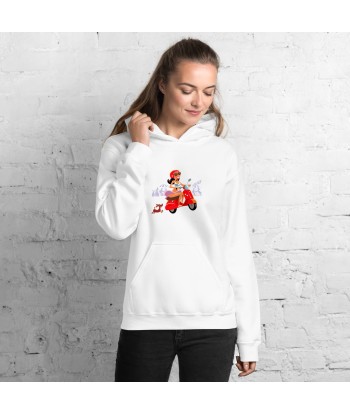 Sweat à capuche d'hiver unisexe Vespa Girl in St Tropez sur couleur claires Véritable concentré