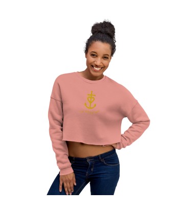 Sweat-Shirt Crop-Top Croix de Camargue dorée avec texte Oh Bonne mer grand motif brodé suggérées chez