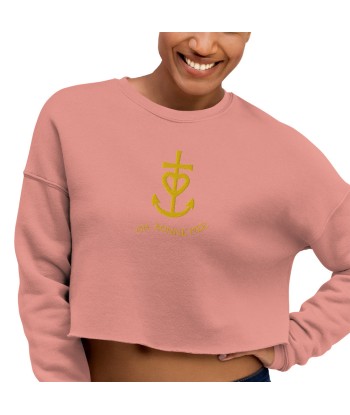 Sweat-Shirt Crop-Top Croix de Camargue dorée avec texte Oh Bonne mer grand motif brodé suggérées chez