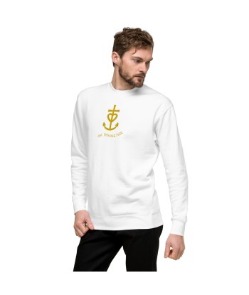 Sweatshirt premium unisexe Croix de camargue dorée avec texte Oh Bonne mer grand motif brodé en linge