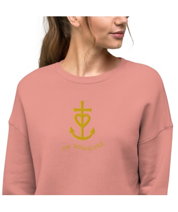 Sweat-Shirt Crop-Top Croix de Camargue dorée avec texte Oh Bonne mer grand motif brodé suggérées chez