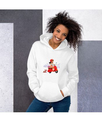 Sweat à capuche d'hiver unisexe Vespa Girl in St Tropez sur couleur claires Véritable concentré