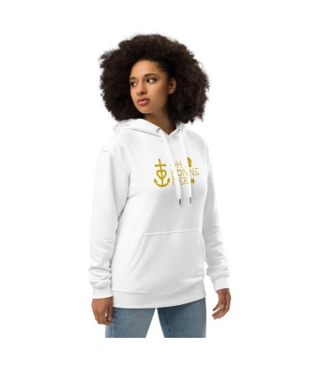 Sweat à capuche premium écologique Oh Bonne Mer 2 grand motif brodé sur la face brillant des détails fins